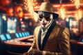 Masked hidden player in nightlife casino. Generate ai