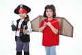 Masked kids pretending to be pirate and pilot