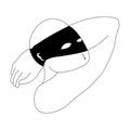 Masked man, burglar or lifeguard hero in minimalism style. The design is suitable for decor, paintings, logo, websites, post desig