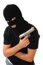 Masked man with gun Royalty Free Stock Photo