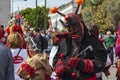 Masked man at Iberian Mask Festival Parade in Lisbon