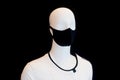 Masked mannequin from coronavirus. Fashion and pandemic. Retail.