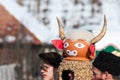 Masked men portrait on the winter ending Transylvanian traditional carnival