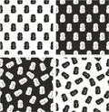 Masked Mexican Wrestler or Lucha Libre Avatar Freehand Aligned & Random Seamless Pattern Set