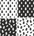 Masked Mexican Wrestler or Lucha Libre Avatar Freehand Big & Small Aligned & Random Seamless Pattern Set