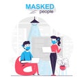 Masked people isolated cartoon concept.