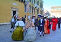 Masked people procession Venice street