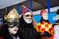 Masked people are seen during the pre-Carnival Fuzue parade