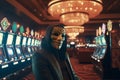 Masked player in casino. Generate ai