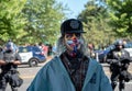 Masked protestor at the Patriot Prayer and Antifa face off