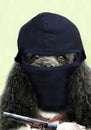 Masked robber dog with pistol
