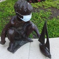 Masked Statue During the Pandemic in 2020