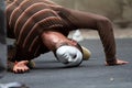 Masked street performer