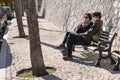 Masked and unmasked people in Italian Borgo Orvinio during second wave of coronavirus Covid19, Italy