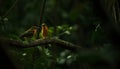 Masked weaver bird perching on branch generated by AI