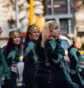 masked woman dressed as Medusa in a parade on the streets of ScorzÃâ in the province of Venice.