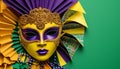 Masked women in colorful costumes celebrate Mardi Gras generated by AI