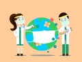 Doctors save the world concept. Vector illustration flat