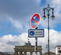 Sign for the mask requirement at the Brandenburg Gate Royalty Free Stock Photo