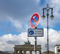 Sign for the mask requirement at the Brandenburg Gate