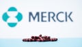 Maski, India - October,16, 2022 : Concept showing of new covid-19 or coronavirus Pills by Merck Company