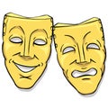 Drama Masks Gold Comedy Lucky Tragedy Sad Theater Shadow Royalty Free Stock Photo