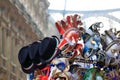 Masks and hats for sale, Milan, Italy Royalty Free Stock Photo