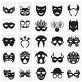 Masks icons set on sqaures background for graphic and web design. Simple vector sign. Internet concept symbol for Royalty Free Stock Photo