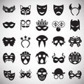 Masks icons set on white background for graphic and web design. Simple vector sign. Internet concept symbol for website Royalty Free Stock Photo