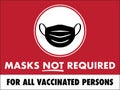 Face Masks Not Required Sign | Masks Optional Horizontal Layout for Business Doors or Windows | Message for Vaccinated Persons Royalty Free Stock Photo