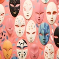 Masks seamless pattern on pink background. Vector illustration,eps 10 Royalty Free Stock Photo