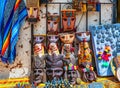 Masks and souvenirs sale in Chinchero street of Urubamba Province in Peru Royalty Free Stock Photo