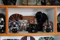 Mexican masks and statues in souvenir store