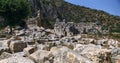 Masks of the stone theater in the ancient city of Myra Royalty Free Stock Photo