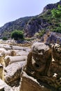 Masks of the stone theater in the ancient city of Myra Royalty Free Stock Photo