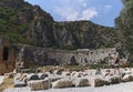 Masks of the stone theater in the ancient city of Myra Royalty Free Stock Photo