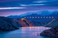 Maslenica Bridge at night Royalty Free Stock Photo