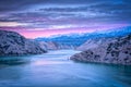 Maslenica Bridge at sunset Royalty Free Stock Photo