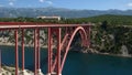 Maslenica old red bridge in croatia, europe