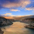 Maslenica Strait and beautiful sunset Royalty Free Stock Photo