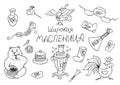 Maslenitsa Day. Shrovetide. Vector doodle sketch style on white background