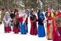 Maslenitsa - folk group participating at the spring coming festival