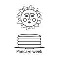 Maslenitsa pancakes and sun sign. Pancake week eps ten
