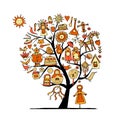 Maslenitsa or Shrovetide. Art tree for your design