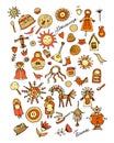 Maslenitsa or Shrovetide. Icons set for your design Royalty Free Stock Photo