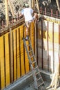 Mason bricklayer or carpenter worker with scale. Job security