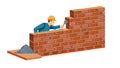 Mason Bricklayer Constructing Wall with Trowel, vector design Generative AI Royalty Free Stock Photo