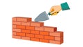 Mason Building Brick Wall with Trowel, vector design Generative AI Royalty Free Stock Photo