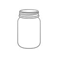 Glass mason jar outline line art clip art template.