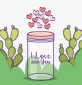 Mason jar cactus hearts love decoration